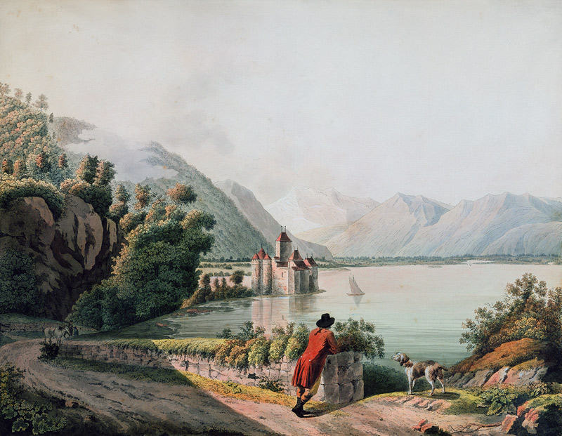 View of the Chateau de Chillon, Lake Geneva van French School