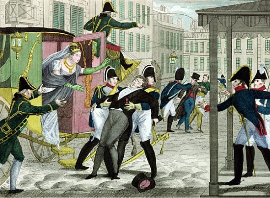 Assassination of Charles-Ferdinand of France (1778-1820) Duke of Berry, Louis Louvel, in front of th van French School