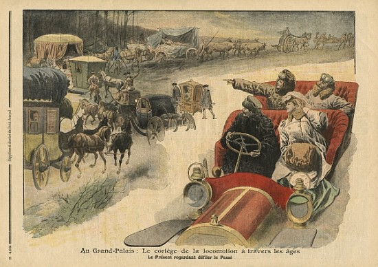At the Grand Palais, history of locomotion throughout the ages, illustration from ''Le Petit Journal van French School