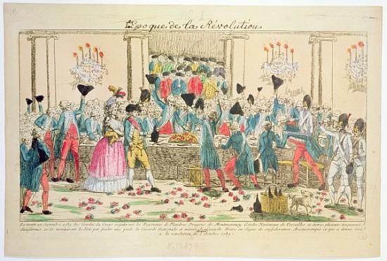 Banquet given on 1 October 1789 at the Versailles Opera House the King''s bodyguards to welcome the  van French School