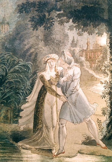 Blanca and Abon Hamet in the Gardens of the Alhambra, from ''Le Dernier des Abencerages'' Francois R van French School