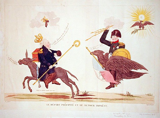 Caricature of the ''Hundred Days'', The Hasty Departure and the Unexpected Return van French School