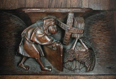 Carving of a miller, from a choir stall van French School