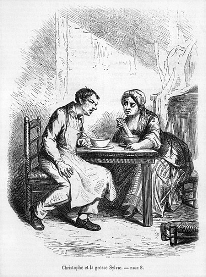 Christophe and the Fat Sylvie, illustration from ''Le Pere Goriot'' Honore de Balzac (1799-1850) van French School
