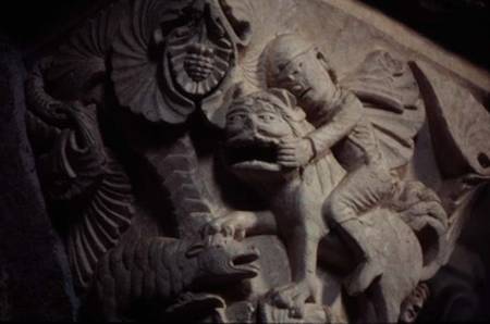 David Slaying the Lion (detail of a capital) van French School