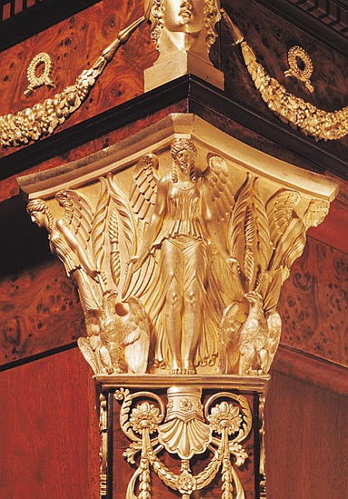 Detail of winged victory from the leg of a secretaire (wood & gilt bronze) van French School