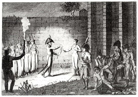 Execution of Louis Antoine Henri de Bourbon (1772-1804) Duke of Enghien in the castle moat at Vincen van French School