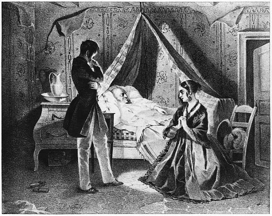 Father Goriot on his Deathbed, illustration from ''Le Pere Goriot'' Honore de Balzac (1799-1850) van French School
