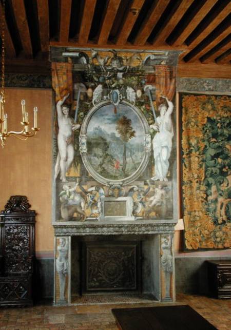 Fireplace in the Chambre du Connetable (photo) van French School