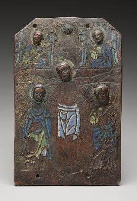 Fragment of a plaque from a reliquary chasse depicting the crucifixion, 1175/1200