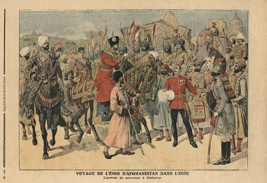 Habibullah Kahn (1872-1919) Emir of Afghanistan arriving at Peshawar, India, illustration from ''Le  van French School