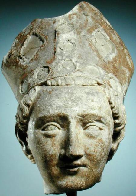 Head of a Bishop Saint c.1320 (limestone) van French School
