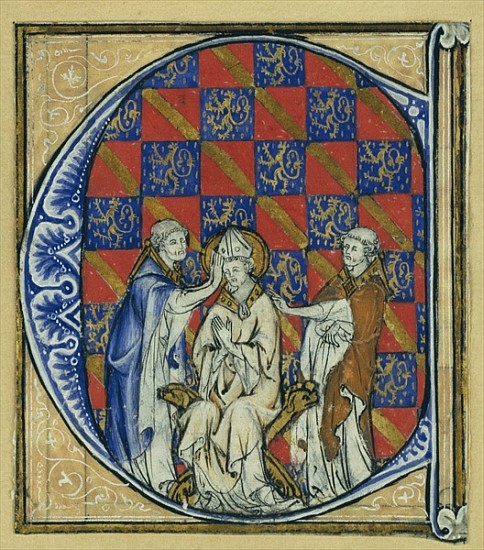 Historiated initial ''C'' depicting the ordination of a bishop, c.1320-30 van French School