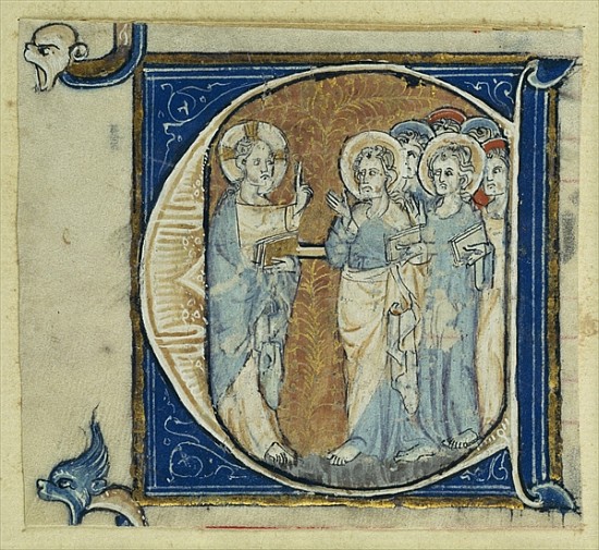 Historiated initial ''E'' depicting Jesus Christ and the Apostles, c.1320-30 van French School