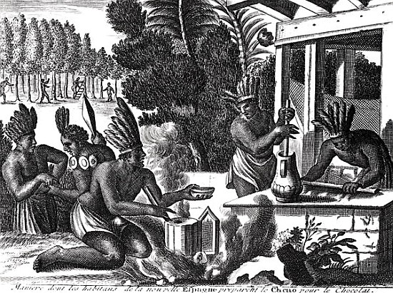 How the Natives of New Spain Prepared Cacao for Chocolate van French School