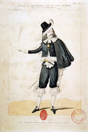Hurteaux in the role of Lord Enrico Ashton, in the opera ''Lucie de Lammermoor'', Gaetano Donizetti  van French School