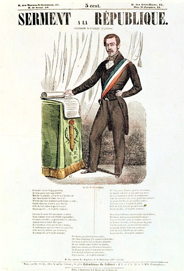 Illustrated lyric sheet for ''Serment a la Republique'', c.1848-52 van French School