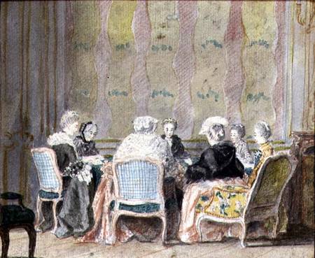 Interior with Ladies Playing Cards van French School