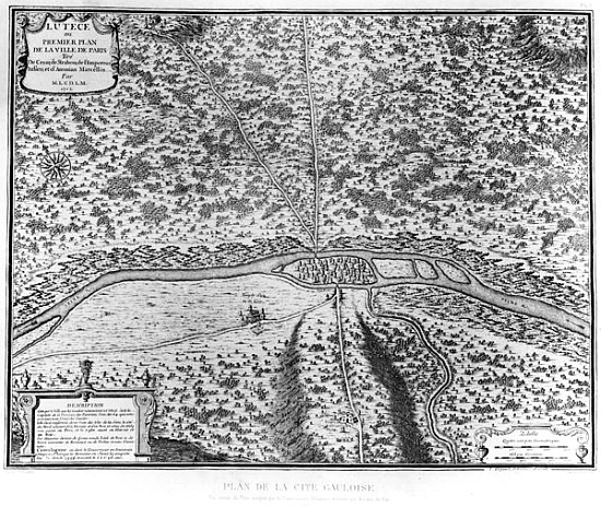 Lutetia or the first plan of Paris, taken from Caesar, Strabo, Emperor Julian and Ammianus Marcellin van French School