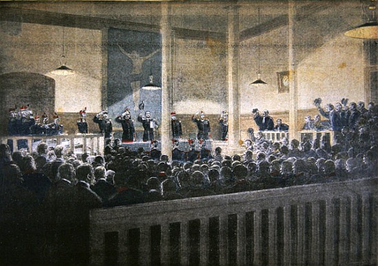 Major Esterhazy court-martialled, reading the decision, illustration from the illustrated supplement van French School
