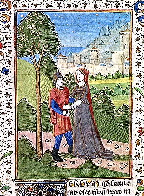 Ms. H7 fol.103v Hosea and the Prostitute, from the Bible of Jean XXII van French School