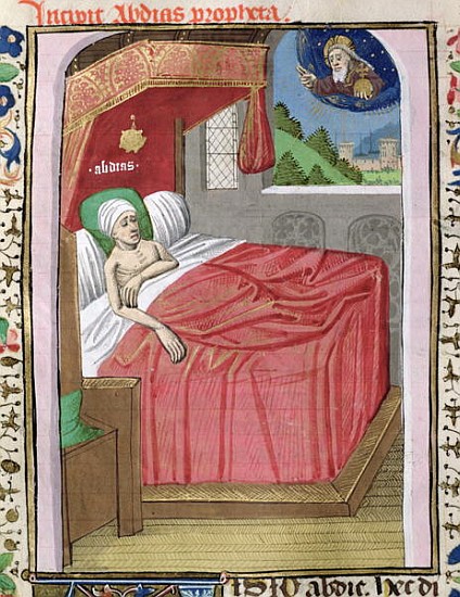 Ms H 7 fol.110v The Vision of Obadiah, from the Bible of Jean XXII van French School