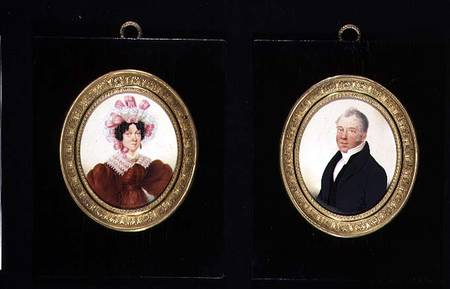 Pair of Portrait Miniatures of a Lady and a Gentleman van French School