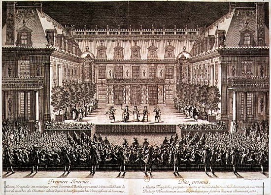 Performance of the opera ''Alceste'', performed in the Marble Courtyard at the Chateau de Versailles van French School