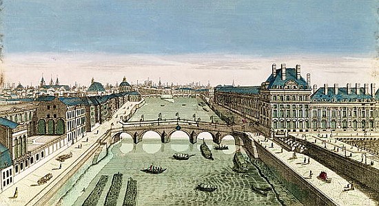 Perspective View of Paris from the Pont Royal van French School
