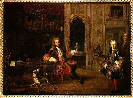 Philippe d'Orleans (1647-1723) and King Louis XV (1710-74) in the Grand Dauphin Cabinet at Versaille van French School