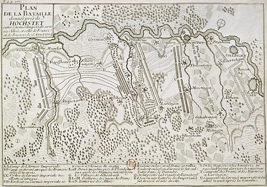 Plan of the Battle of Blenheim between the Imperial Army and the Franco-Bavarian Army, 13th August 1 van French School