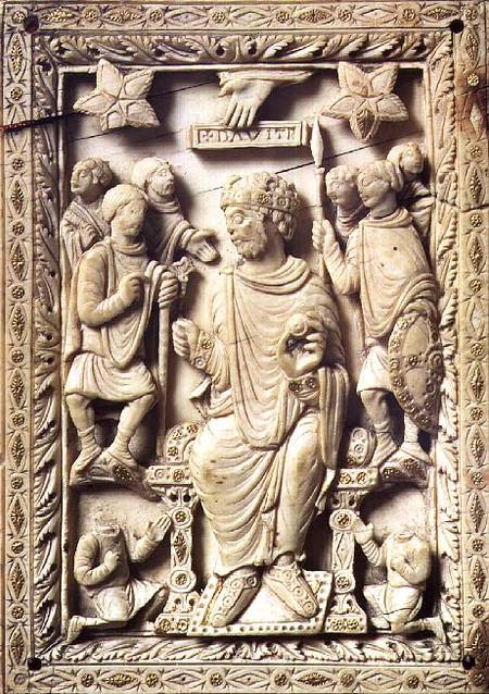 Plaque depicting King David enthroned, from Reims van French School