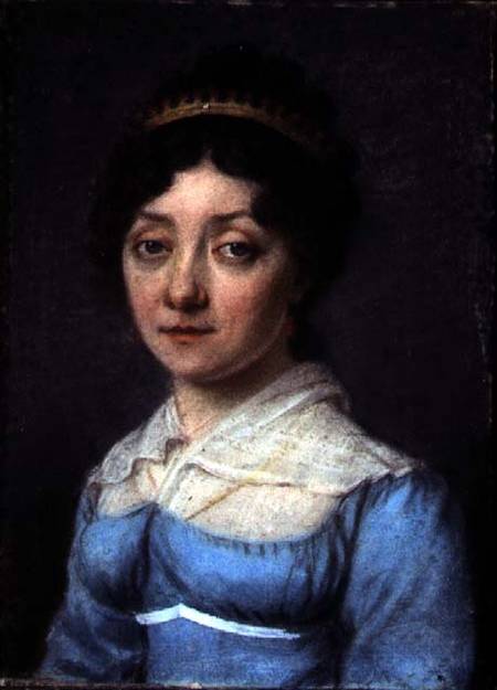 Portrait of a Bourgeois Woman in a Blue Empire Dress van French School