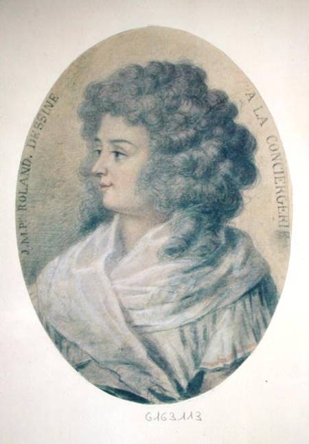 Portrait of Jeanne-Marie Roland de la Platiere (nee Philippon) (1754-93) at the Conciergerie van French School