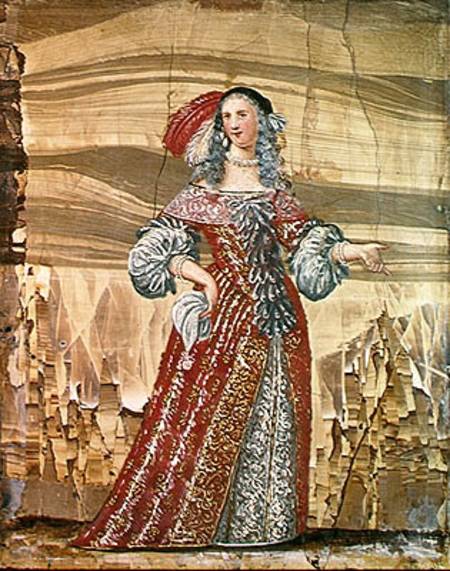 Portrait of Madeleine Bejart (1618-72) in the role of Madelon in 'Les Precieuses' by Moliere ((1622- van French School
