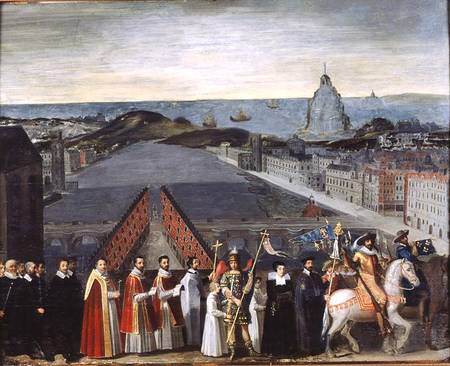 Procession of the Brotherhood of Saint-Michel in 1615 van French School