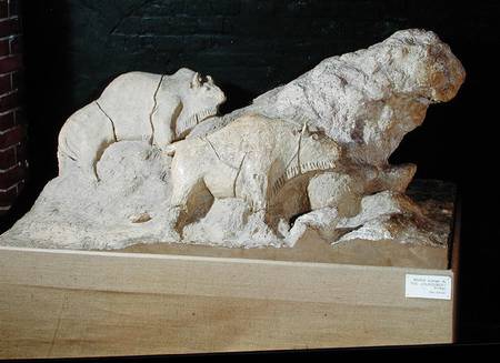 Copy of a sculpture of bisons, from Le Tuc-d'Audoubert, Magdalanian van French School