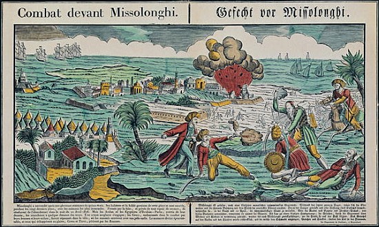Siege of Missolonghi, 22nd April 1826 van French School