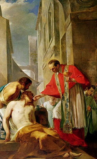 St. Charles Borromeo (1538-84) Administering the Sacrament to a Plague Victim in Milan in 1576 van French School