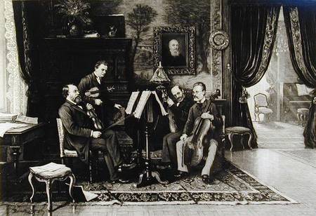 The String Quartet (litho) van French School