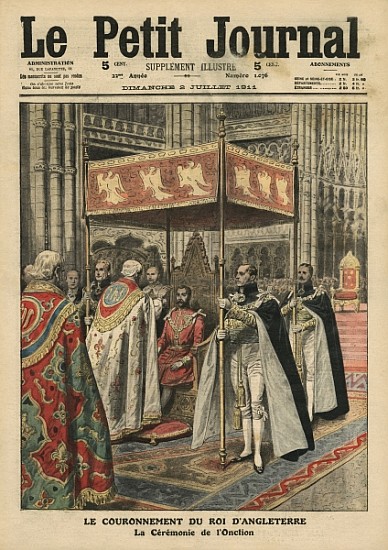 The Coronation of King George V (1865-1936) and the Ceremony of Unction at Westminster Abbey, 23 Jun van French School
