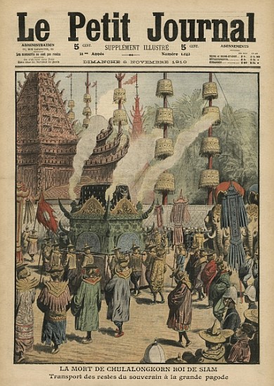 The Death of Chulalongkorn, King of Siam, illustration from ''Le Petit Journal'', 6th November 1910 van French School