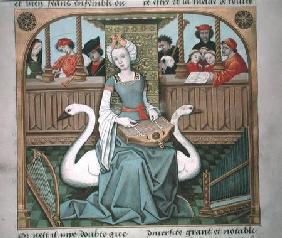 Ms Fr 1 fol.65v Allegory of Music, from 'Les Echecs Amoureux'