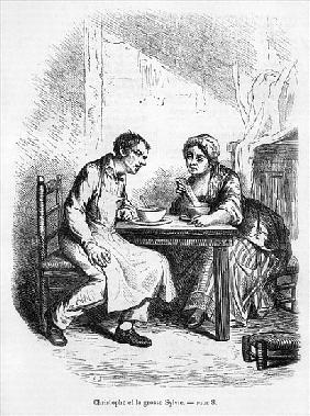 Christophe and the Fat Sylvie, illustration from ''Le Pere Goriot'' Honore de Balzac (1799-1850)
