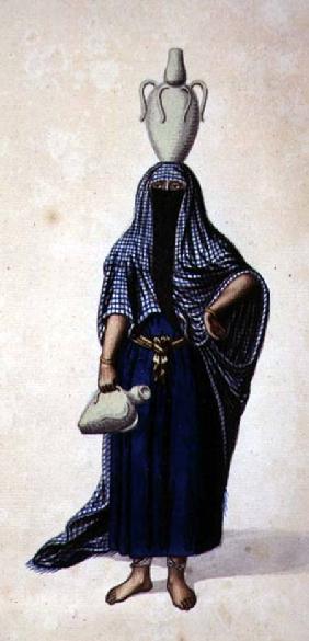 Egyptian Woman Carrying an Ibrik Water Pot, probably by Cousinery, Ottoman period