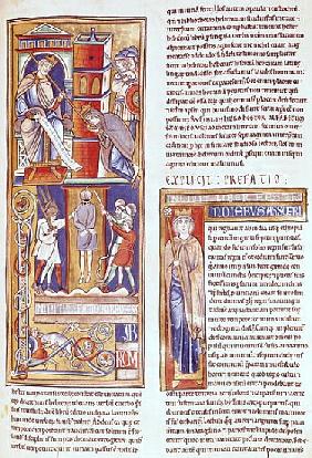 Ms 1 fol.284r Esther and Ahasuerus and the Hanging of Haman, from the Souvigny Bible