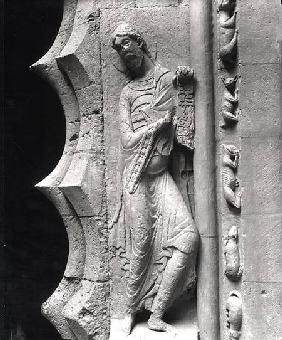 The prophet Isaiah unrolling a phylactery, from the south portal