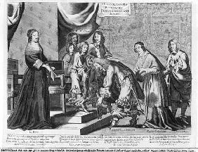 The chiefs of the Fronde admitted to greet the King Louis XIV (1638-1715) after his coming back, on 