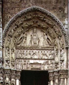 View of the tympanum depicting the Madonna and Child Enthroned, South Door of the Royal Portal
