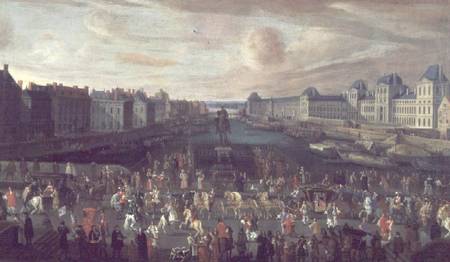 View of the Pont Neuf and the Chateau du Louvre with the Royal Carriage Passing in the Foreground van French School